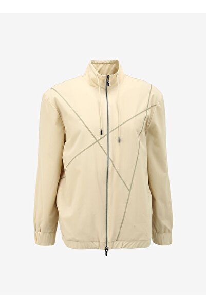 Fabrika Bej Erkek Dik Yaka Relaxed Baskılı Su İtici Mont F4SM-MNT 0132