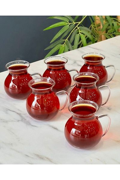 Enyaza Home 6-Piece Keyfi Ala Glass Tea Cup and Cup Set