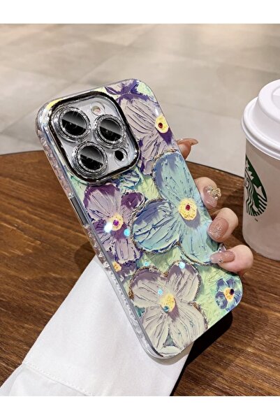 ULK Tech حافظة هولوجرام بتصميم زهور زيتية لهاتف آيفون 13