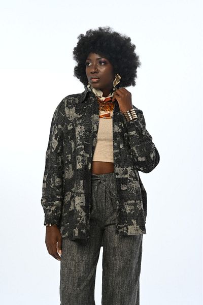 Orfeo Negro Cămașă de damă oversize cu model negru