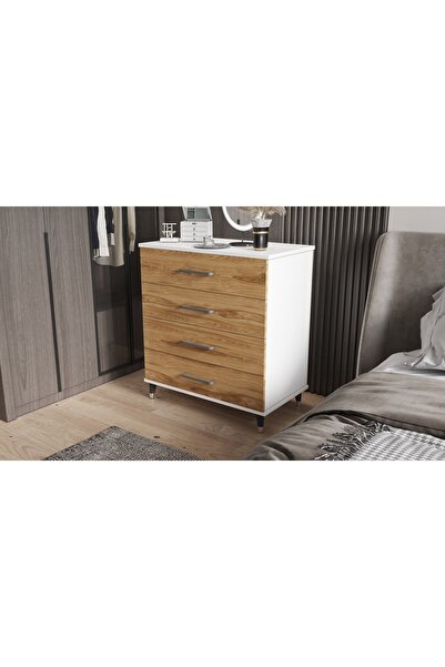 yılwood Şifonyer Dört Çekmeceli (PARLAK BEYAZ+UD)