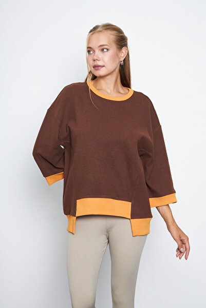 Avones Γυναικείο φούτερ Three Quarter Sleeve Garnished Thessaloniki Fabric