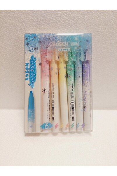 okulyolum Simli Fosforlu Pastel Renkli Kalem 6 lı Chosch