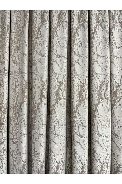Erdoğanlar Koza Milky Brown Colored Velar Soft Curtain - Single Wing, 1/3 Thick Pleat
