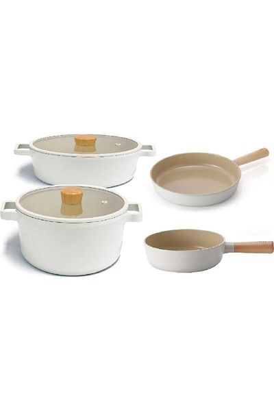 NEOFLAM Fika Aluminum Casting Glass Lid 6 Piece Pot & Pan Set