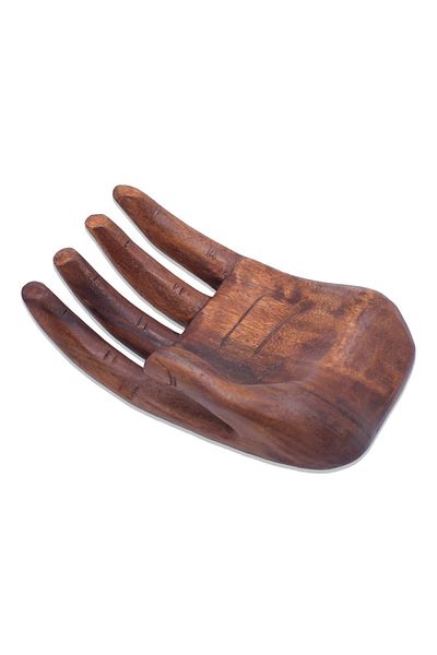 Hedicaret Bohemian Decor - Wooden Hand Shaped Napkin Holder Teak Wood Plate Object