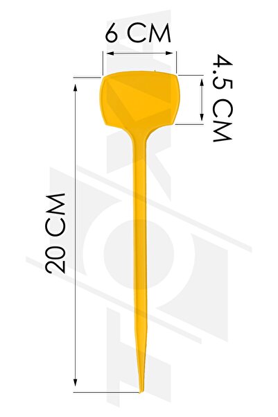 ToXA Sera Saksı Etiketi 10 Adet 20x6cm Plastik Çiçek Bitki Fide Levhası Kazıklı Fiyat Etiket Sarı