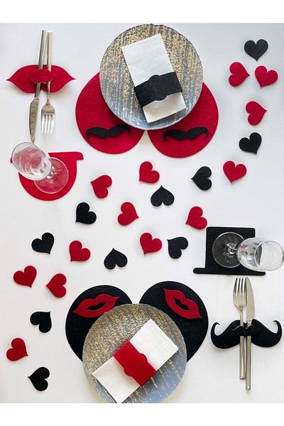 Liberte 2-Piece Valentine's Day Special American Service Set 60 Pieces, Valentine's Day Table Decoration Presentation