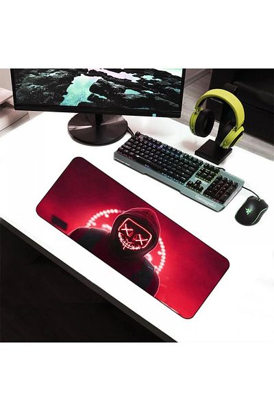 ALKESE 70X30 cm Hacker Patterned - Stitched and Non-Slip Base Gaming Mouse Pad