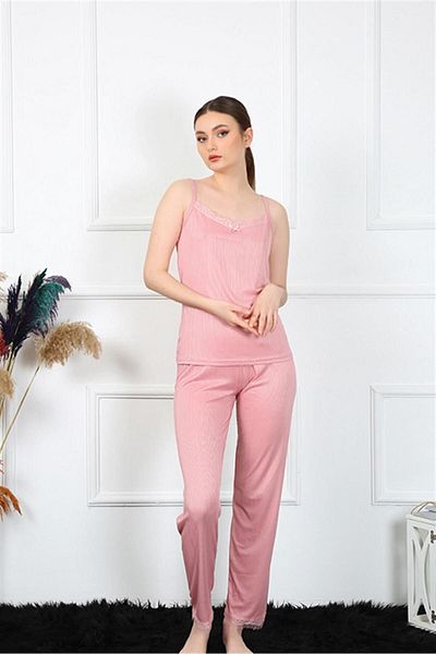 Akbeniz Fashion Line Γυναικεία I?p Suspender Σολομός Πιτζάμες 4136