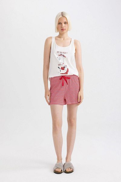 DeFacto Fall In Love Bedruckte Athlete Shorts Pyjama Set C7968ax24hs