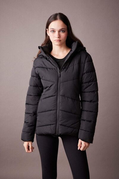 DeFacto Fit Puffer Coat - Αδιάβροχο, Slim Fit, με κουκούλα, τσέπη με φερμουάρ A1549ax23au