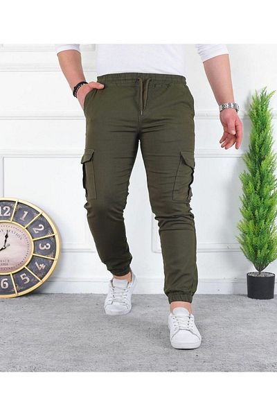 shn sportswear Lycra Khaki Cargo Pants with Elastic Waist and Legs