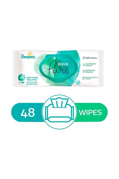 Pampers Aqua Pure Baby Wipes, 48 Wipes
