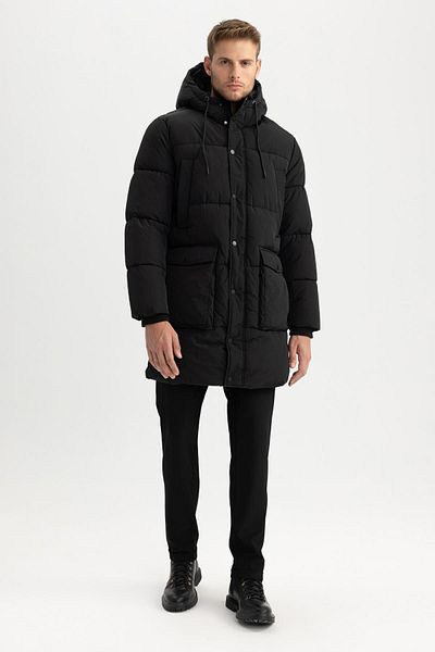 DeFacto Wasserabweisender, aufblasbarer Parka mit Kapuze und Reißverschluss – Tasche A3694ax23wn