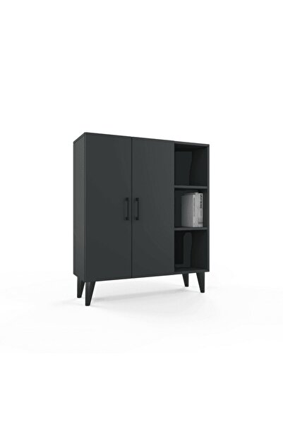 ANZERA Vega Çok Amaçlı Dolap - Antrasit - Kapaklı - Raflı