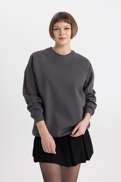 DeFacto Thick and Wide Crew Neck Plain Sweatshirt - V2697Az24Sp