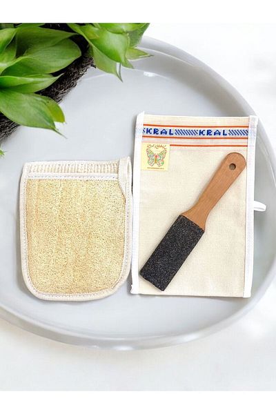 Kelebek 3 Piece Pouch-pumpkin Fiber and Wooden Heel File Set