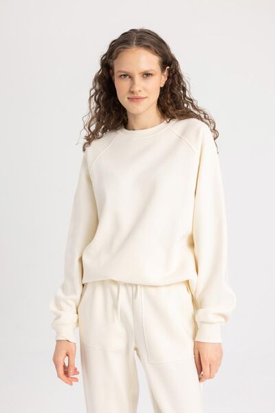 DeFacto Oversize Wide Fit Crew Neck Basic Απλό χοντρό φούτερ V2697az24sp