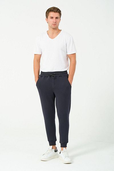 vawensea Navy Blue Men's Winter Basic Fleece Sweatpants