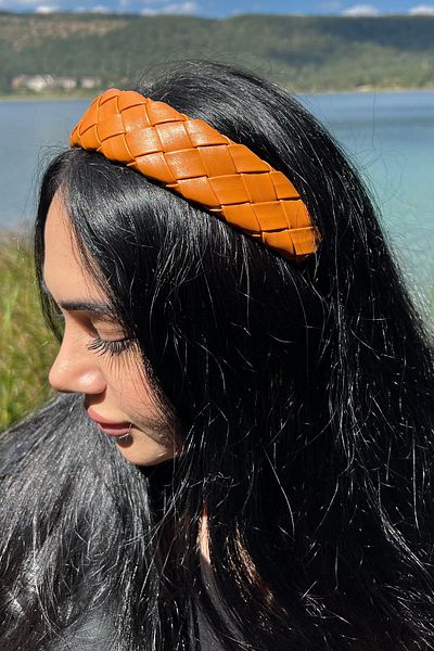 TAKIŞTIR Coroană din piele împletită de culoare bronzată