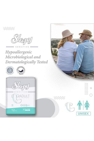 Sleepy Hypoallergenic Large Adult Diapers|42 pcs|Unisex|Odour Control|100-150cm|Adjustable