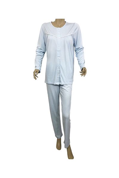 NENA COLLECTION Pijama Nena pentru femei cu deschidere frontală -14270-albastru