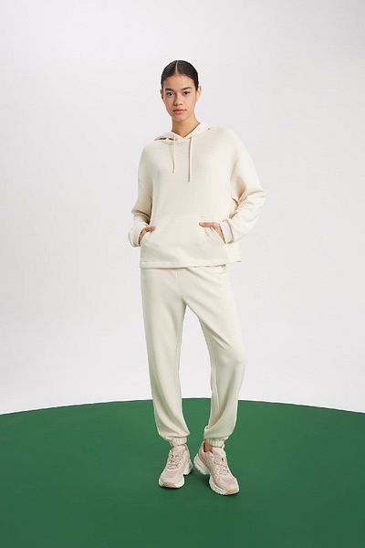 DeFacto Fit Oversize Wide Pattern Modal Спортен суичър с качулка и кенгуру с джоб B5206ax24sp