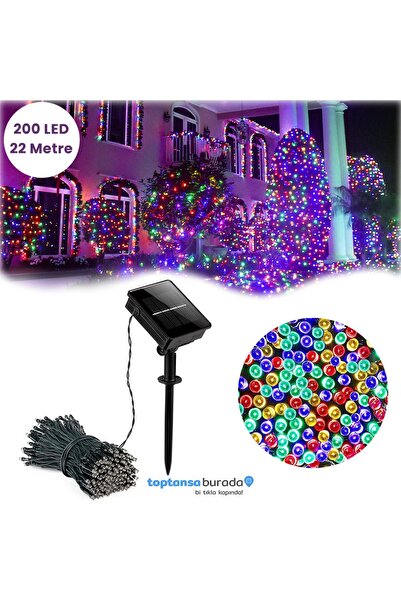 TechnoSmart Solar 200 Ledli RGB Işık 22 Metre Bahçe Aydınlatma Dekorasyon Gün...