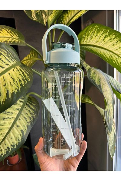FREYA LİFE Transparent Motivational Water Bottle Water Bottle 2l Gym Water Bottle Bpa Free Water Bottle with Sticker Gift