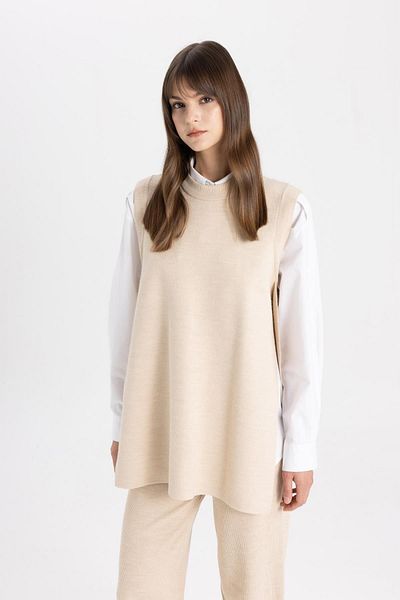 DeFacto Regular Fit Crew Neck Knitwear Basic Plain Long Jumpers B9830Ax24Sp