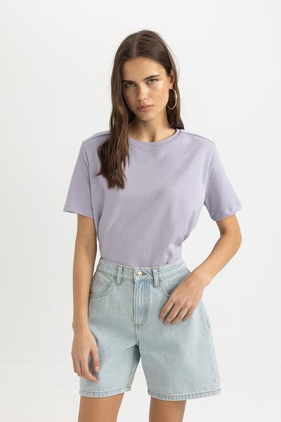 DeFacto Premium-Basic-Kurzarm-T-Shirt mit normaler Passform und Rundhalsausschnitt A9428ax24sm