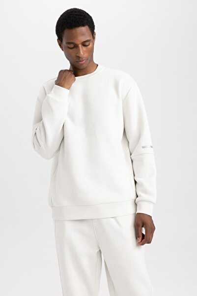 DeFacto Fit Standart Fit Bisiklet Yaka Basic Düz Reflektör Kalın Sweatshirt Y4531az23au