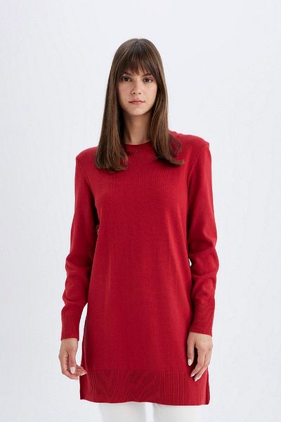 DeFacto Crew Neck Slit Regular Fit Knitwear Tunic Sweater - H3431Az24Au