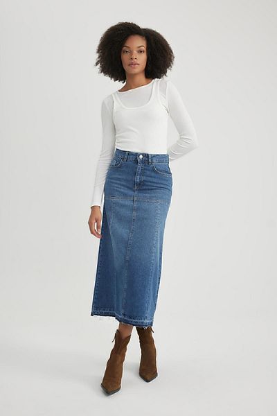 DeFacto Long Fit Jean Midi szoknya B3237ax23wn