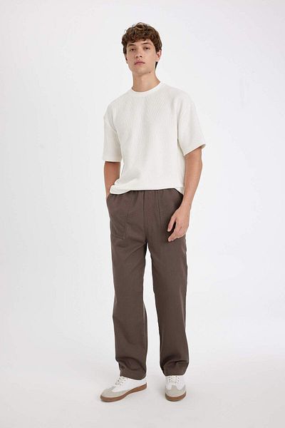 DeFacto Gabardine Pants Wide Straight Fit Wide Straight Leg with Pockets 3159726
