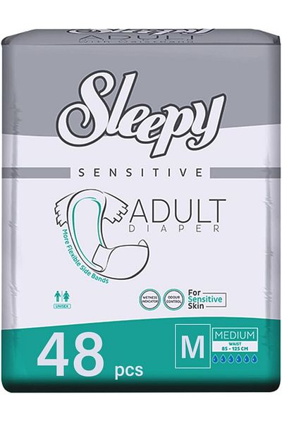 Sleepy Hypoallergenic Medium Adult Diapers|48 pcs|Unisex|Odour Control|85-125cm|Adjustable