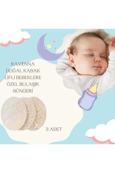 RAVENNA BEBEKLERE ÖZEL DOĞAL KABAK LİFLİ BULAŞIK YIKAMA SÜNGERİ 3 ADET