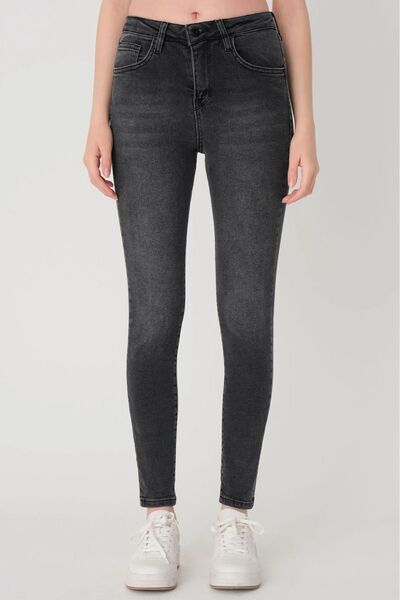 İBABUTİK Σούπερ λύκρα skinny jean χρώματος ανθρακί