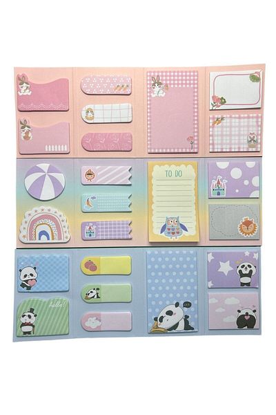 KRAF Adhesive Note Paper Set of 3 (480 Sheets) Rabbit-Owl-Panda