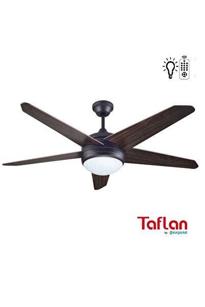 Kaşkar / Taflan Kaşkar Taflan F52204 Ahşap Kahverengi 5 Kanatlı Lambalı Avizeli Uzaktan Kumandalı Tavan Vantilatörü