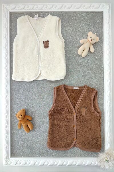 dubi baby Unısex ayyıldız welsoftlu önden çıtçıtlı ayıcık armalı 2'li bebe pe...