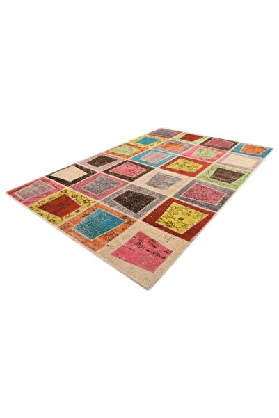 Madalyon Patchwork Doğal El Dokuma Antik Anadolu Halı Naturel