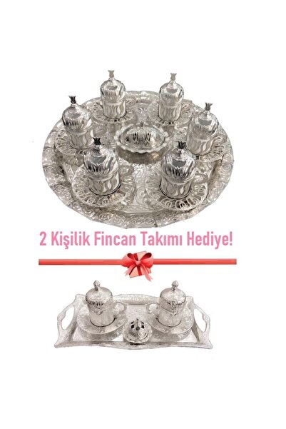 Fırsat Kapıda Lale Motifli Fincan Takımı + 2 Kişilik Hediye Fincan Takımı