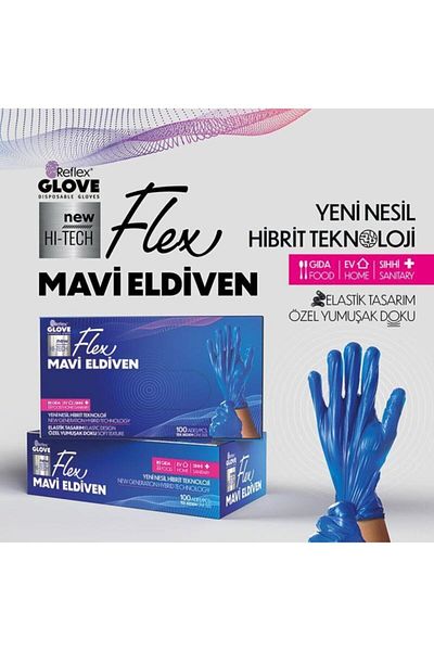Reflex Flex Blue Powder-Free Gloves 100 Pcs Large