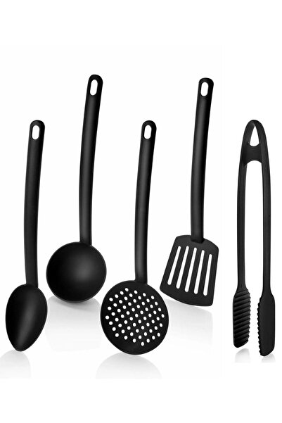 ÖzSa Home 5-Piece Luxury Fireproof Non-Stick Teflon Coated Serving Set Ladle Colander Spatula Spoon Plastic Serving Set