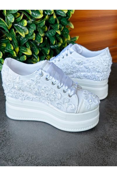 Ayakkabı Tutkusu Stilo ® Pantofi de mireasă albi, eleganti și confortabili, cu toc înalt