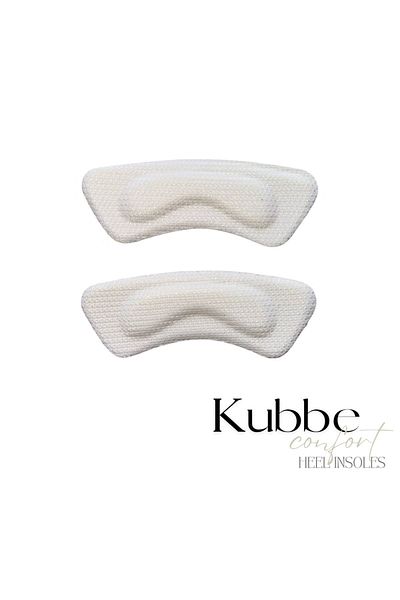 kubbe White Oval Shoes - Anti-Knock, Adhesive Heel Sponge and Cushion Pad