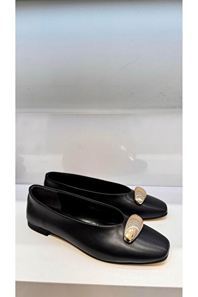 Eataly Shoes Balerina Luna Black - Detaliu cu cataramă aurie