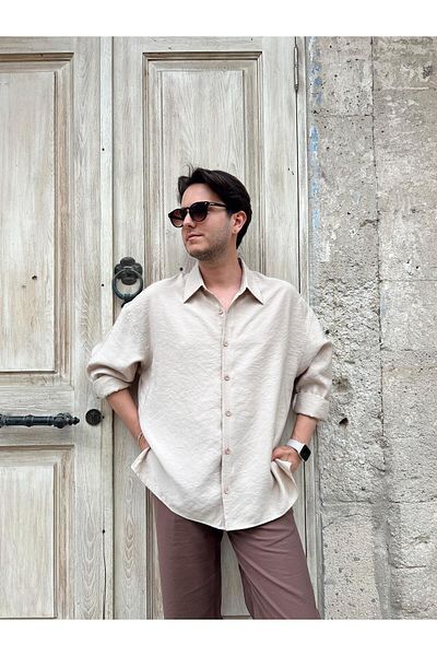 SAVA Long Sleeve Beige Modal Shirt